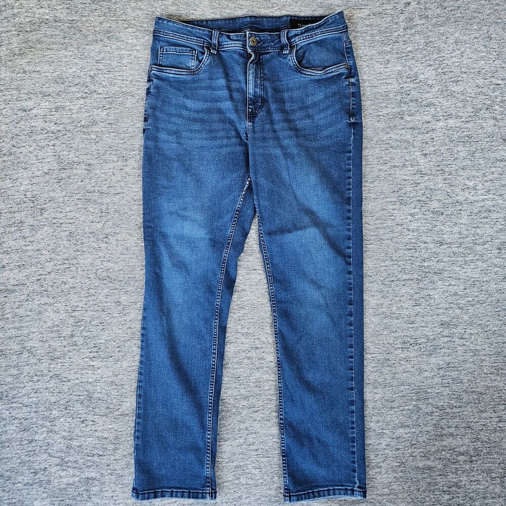 The Perfect Jean NYC Slim Thick Jeans Men's 34x32 Dark Blue Whiskered Stretch